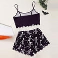 thumbnail image 4 of Weebloom Halloween Summer Pajamas For Women Sleeveless Vest Shorts Set Casual Print Home Wear Sleepwear Nightwear Pjs Loungewear Dark Purple Xl, 4 of 5