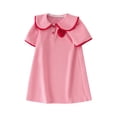 thumbnail image 2 of YHAJDS Girls Short Sleeve Dress Collar Solid Color Applique, 2 of 5