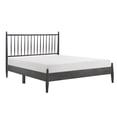thumbnail image 3 of Mid-Century Modern Design Full Platform Bed 1pc Gray Finish Wooden Bedroom Furniture Vertical Slats Headboard, Bed in a Box, 3 of 8