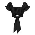 thumbnail image 6 of outfmvch crop tops for women ruffle short sleeve tie up back crop off shoulder womens tops crop tops black, 6 of 7