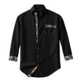 thumbnail image 6 of USNSM Men's Hawaiian Shirt Linen Long Sleeve Regular Fit Collar Button Down Shirt Casual Print Shirts with Pocket Black S, 6 of 6