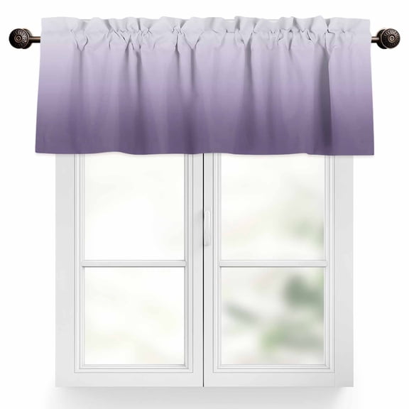 Purple Gradient Valances for Windows, 42 x 18in, Rod Pocket Kitchen Valance Curtain Light Filtering Window Treatments for Living Room Bedroom, 1 Panel