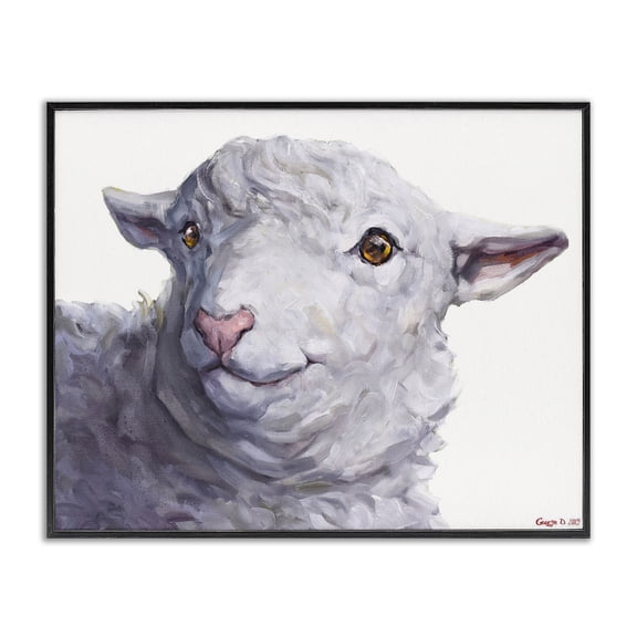 Stupell Industries Rustic Lodge Large Sheep Head Animal Watercolor Black Framed Giclee Art, 14 x 11, by George Dyachenko