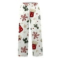 thumbnail image 7 of Women's Fashion Casual Loose Printed Wide-Leg Sports Pants with Christmas Print, Comfortable Home and Outdoor Wear, Elastic Waist with Drawstring for Easy Fit, Beige, S, 7 of 7