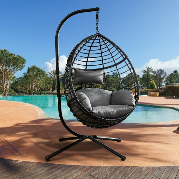 CLEARANCE! Egg Swing Chair with Stand, 300 LBS Capacity, With