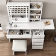 thumbnail image 4 of Aukfa Makeup Vanity Set with Mirror & Open Shelves, LED Vanity Desk, White, 4 of 7