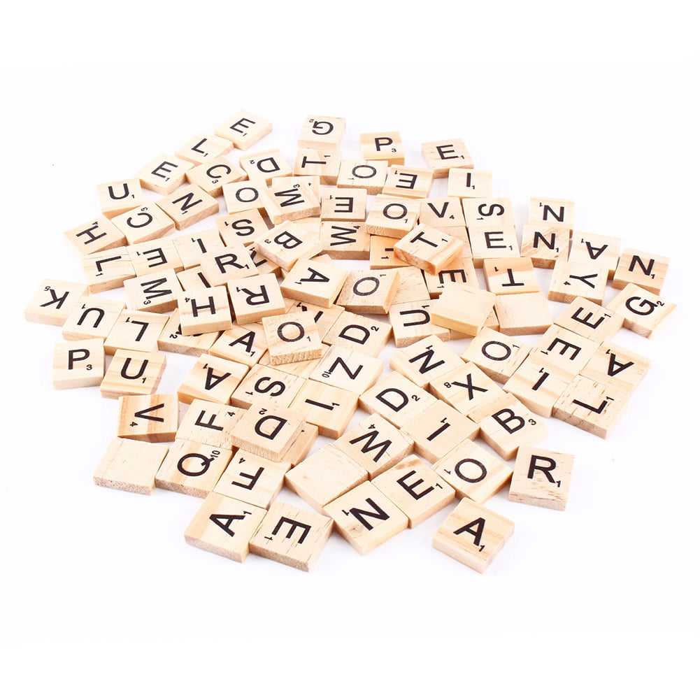 1000 WOODEN SCRABBLE TILES BLACK LETTERS NUMBERS FOR CRAFTS WOOD ALPHABETS 