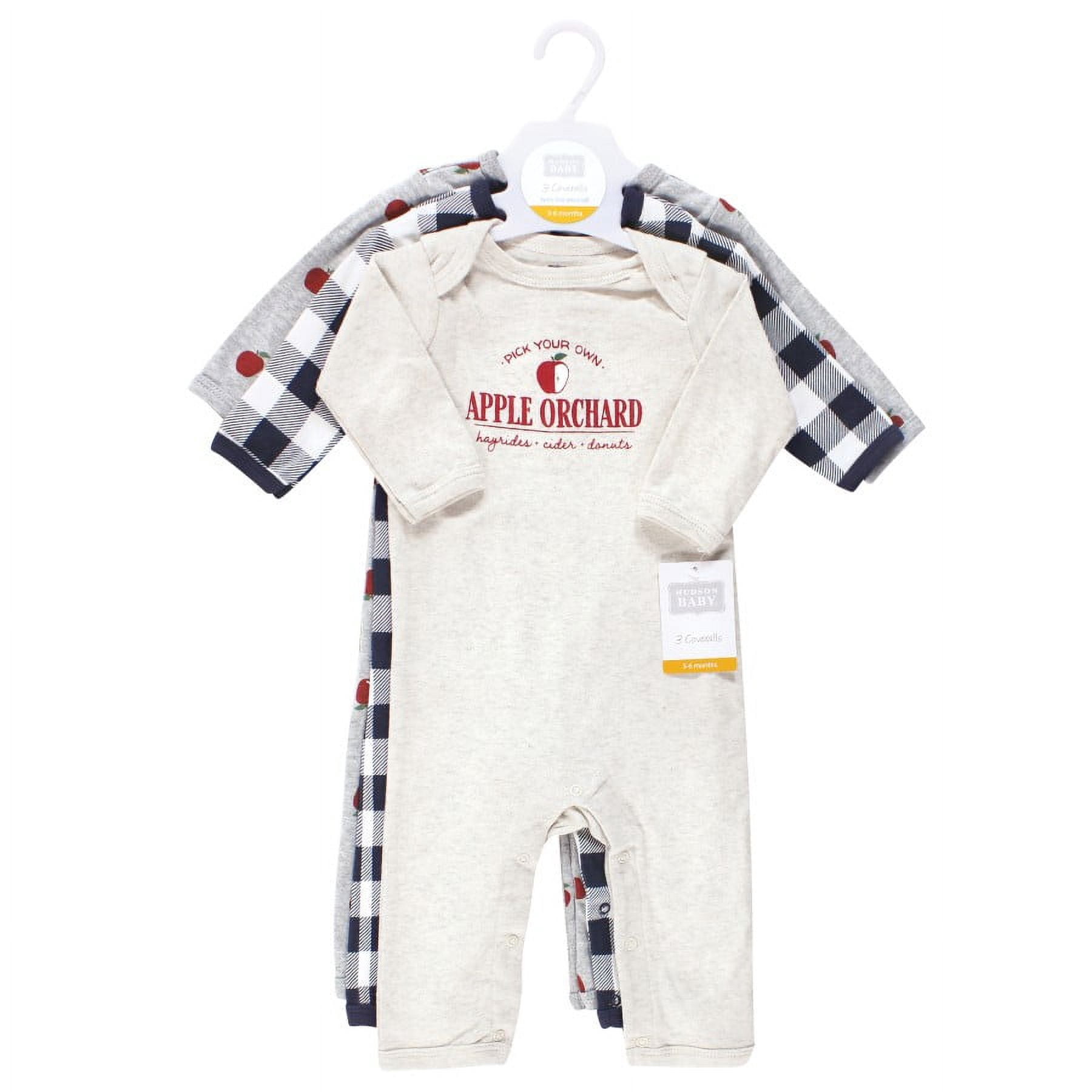 Hudson Baby Infant Boys Cotton Coveralls, Apple Orchard, 6-9 Months