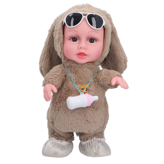 Poupée Bébé Musicale, Poupée Électrique Chantante Réaliste Parlante pour 3 Ans + Bébé pour Jouer avec Bébé Marron