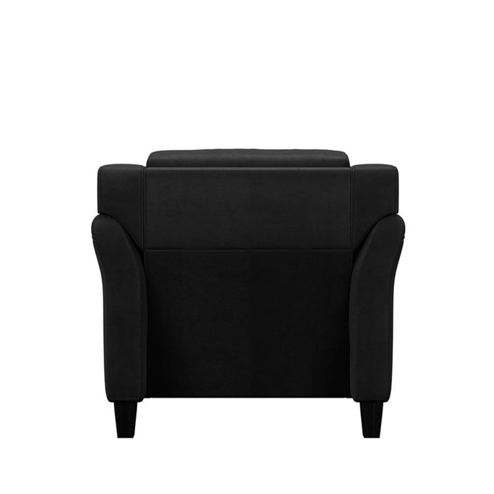 Home Square 3-Piece Set with Microfiber Chair & Loveseat & Sofa in Black