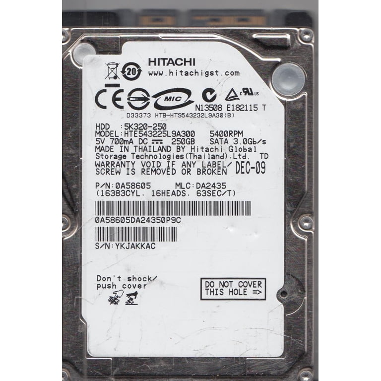 HTE54543225L9A300, PN 0A58605, MLC DA2435, Hitachi 250GB SATA 2.5