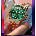 thumbnail image 3 of Reloj de lujo para hombre con bisel giratorio, cristal esmeralda, cuarzo luminoso, plateado, dorado, de acero inoxidable en dos tonos, verde estándar para hombre Sincero Electrónica, 3 of 5