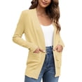 thumbnail image 2 of NIUREDLTD Women's Cardigan Women's Solid Color Knitted Jacket Solid Color Cotton Pocket Cardigan Outer Sweater Cardigan Sweaters For Women Beige M, 2 of 7