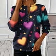 thumbnail image 2 of Hueook Plus Size Heart T-Shirts Women's Loose Round-neck Sweatshirt Multicolor XL, 2 of 5