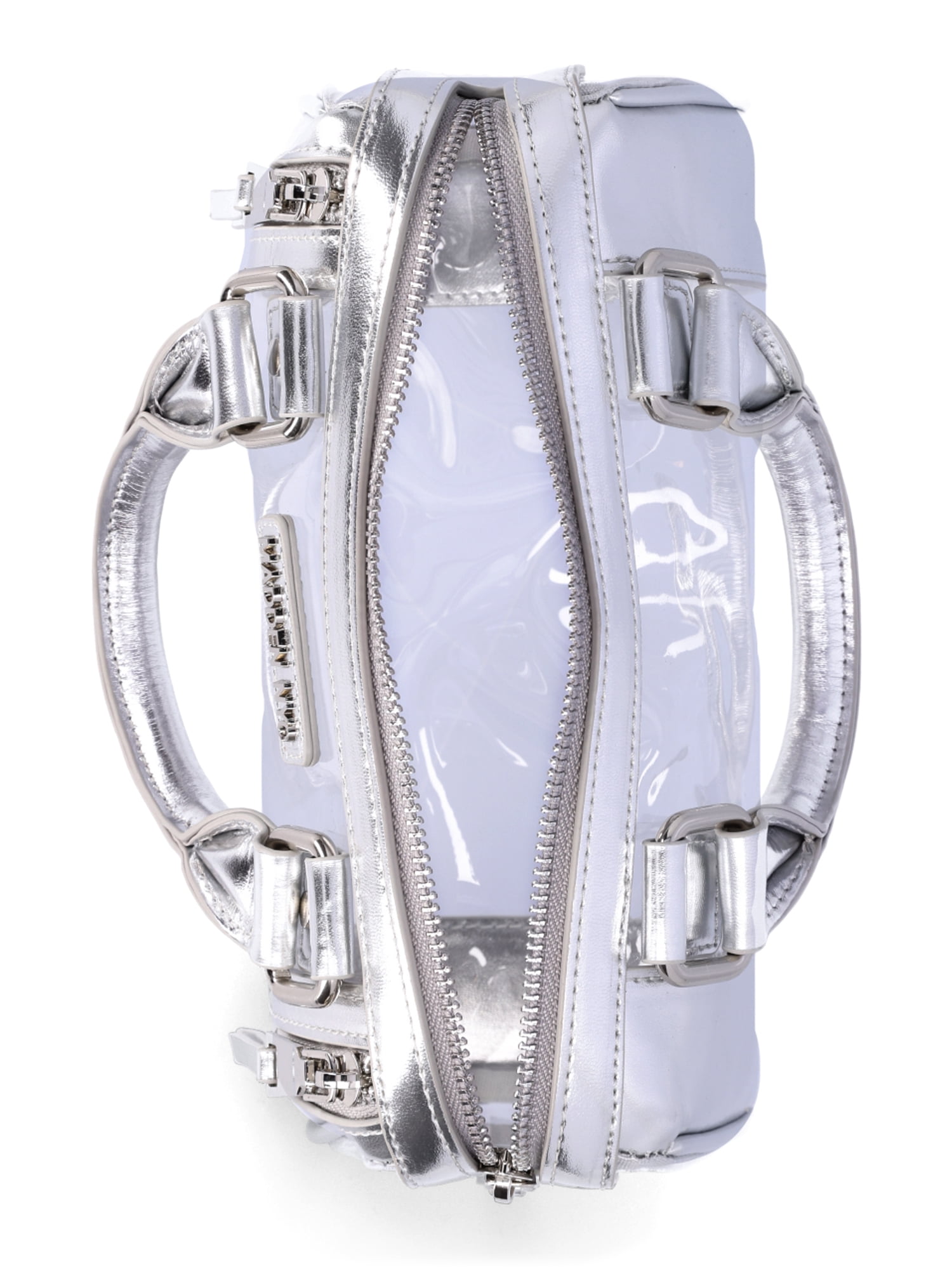 Madden NYC Women’s Clear Barrel Bag, Metallic Silver-Tone