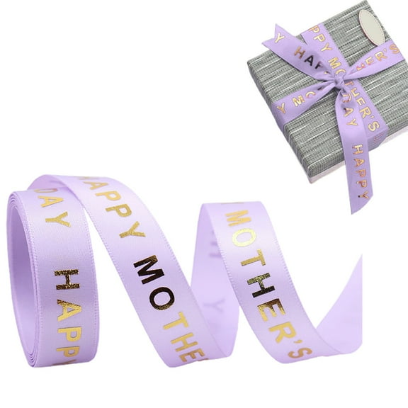 Happy Mother's Day Ribbon - 5 Yards Pink Floral Gift Wrapping Riband with Printed Greetings, Perfect for Bouquet Decor, DIY Crafts, and Present Packaging