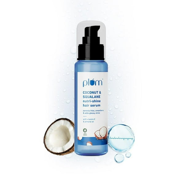 Plum Coconut Hair Serum for Dull, Dry and Frizzy Hair, with Coconut Oil, Squalane, Vitamin E and Alm for Women Men I Serum for Hair Smoothing I 75ml