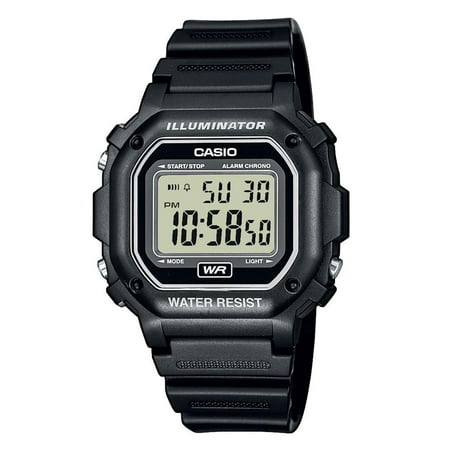 Unisex Digital Watch, Black Resin Strap