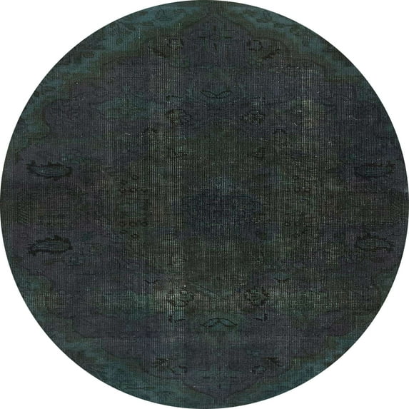 Ahgly Company Indoor Round Abstract Gunmetal Green Persian Area Rugs, 6' Round