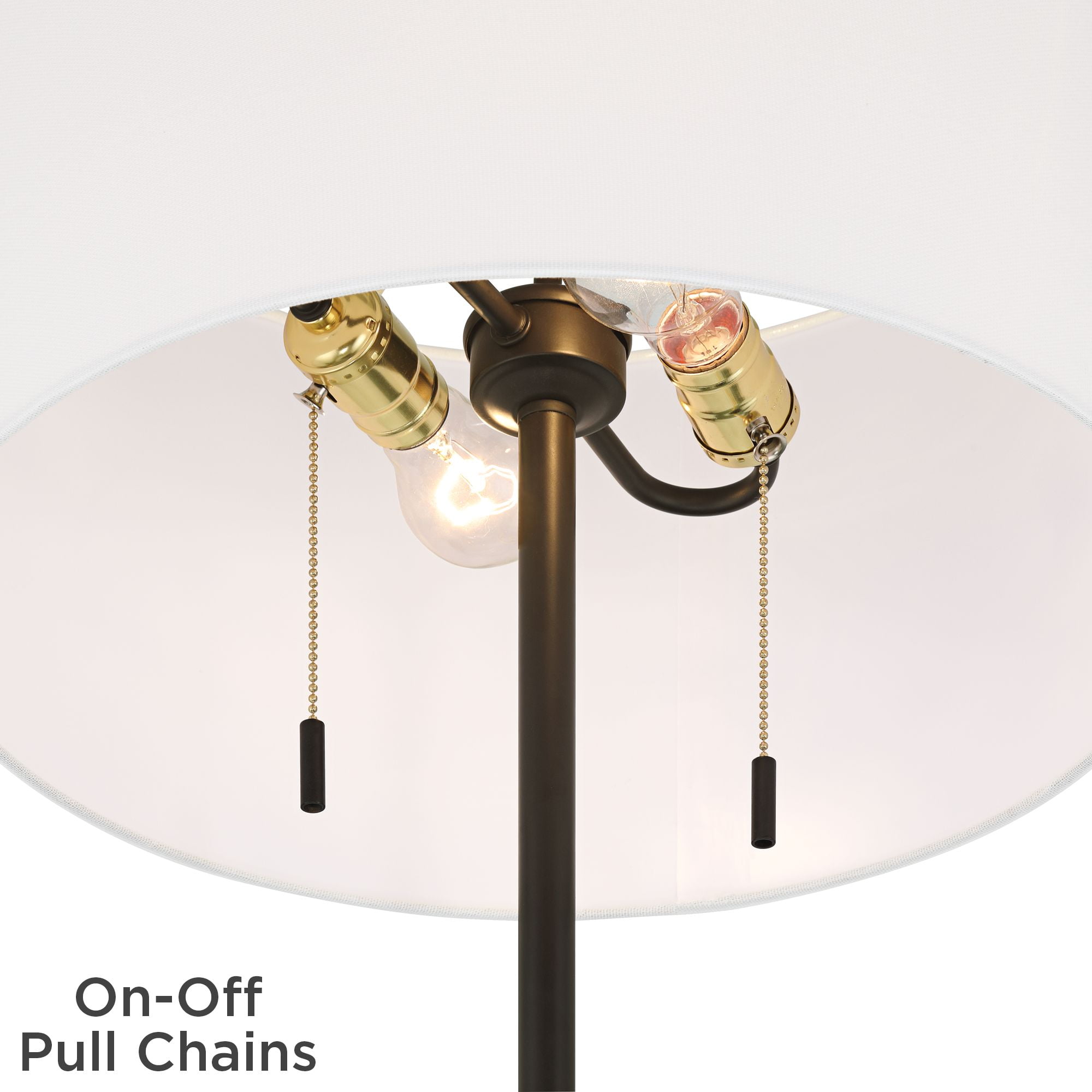 360 Lighting Deva Modern 61" Tall Standing Floor Lamp Side Table Pull Chain Bronze Metal Living Room Bedroom House Reading Office