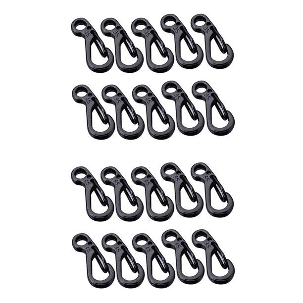 20PCS / LOT Mini Mochila Cierres Mosquetones Escalada Botella de Camping Paracord Survival Gear - Negro