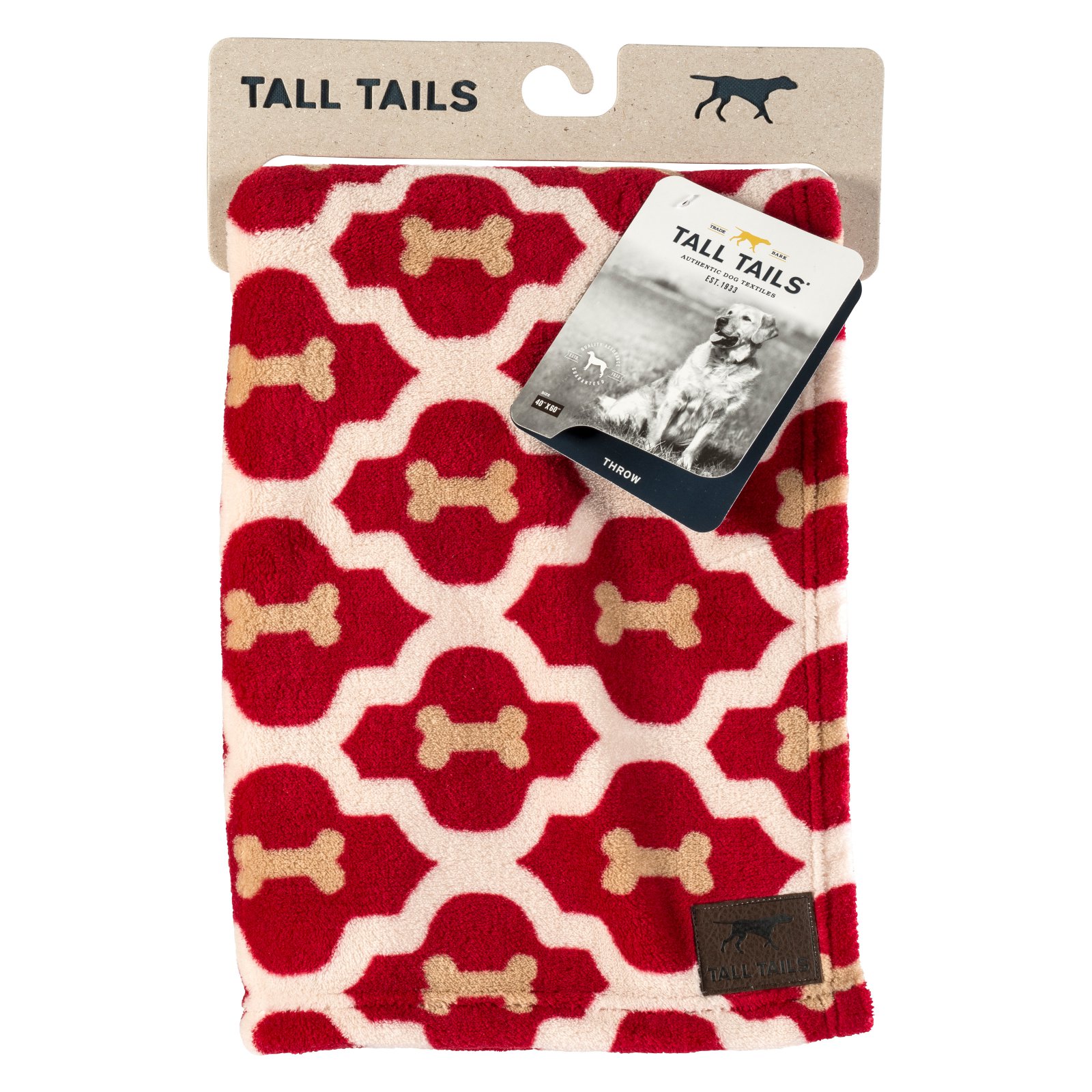 Tall Tails Red Bone Fleece Dog Blanket