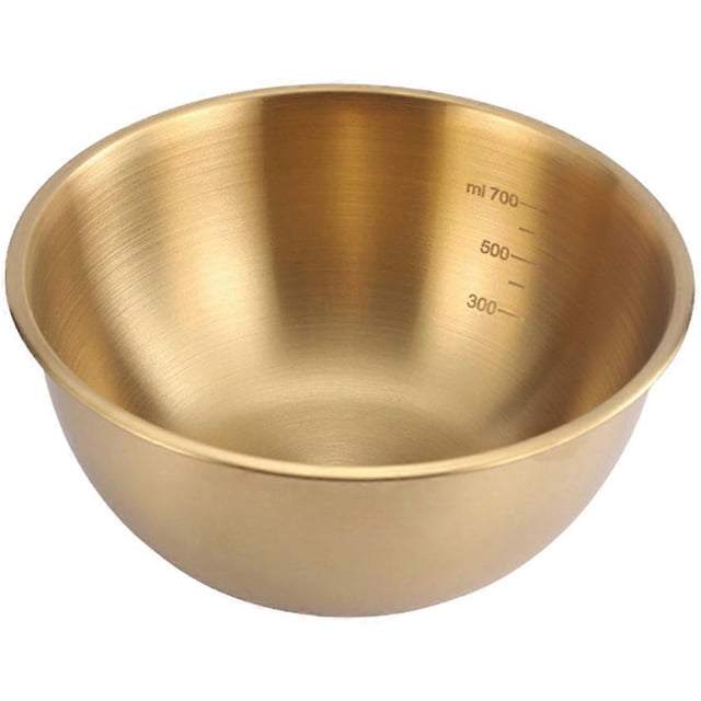 Stainless Steel Cold Noodle Bowl with Scale Salad Food Bowl Home Storage Bowl (1200ml)