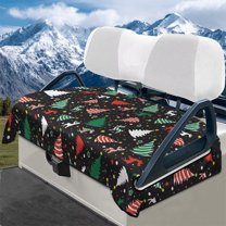 Yuyamidu Xmas Tree Flannel Golf Cart Seat Covers Reindeer Club Car Seat Cushion Covers for More 2 Person Seats Christmas Warm Golf Cart Seat Towel Blanket