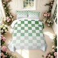 thumbnail image 2 of Manfei Modern Checkered Quilt King,Geometric Plaid King Coverlet Set,Green,3 Pieces,1 Bedspread and 2 Pillowcases, 2 of 7