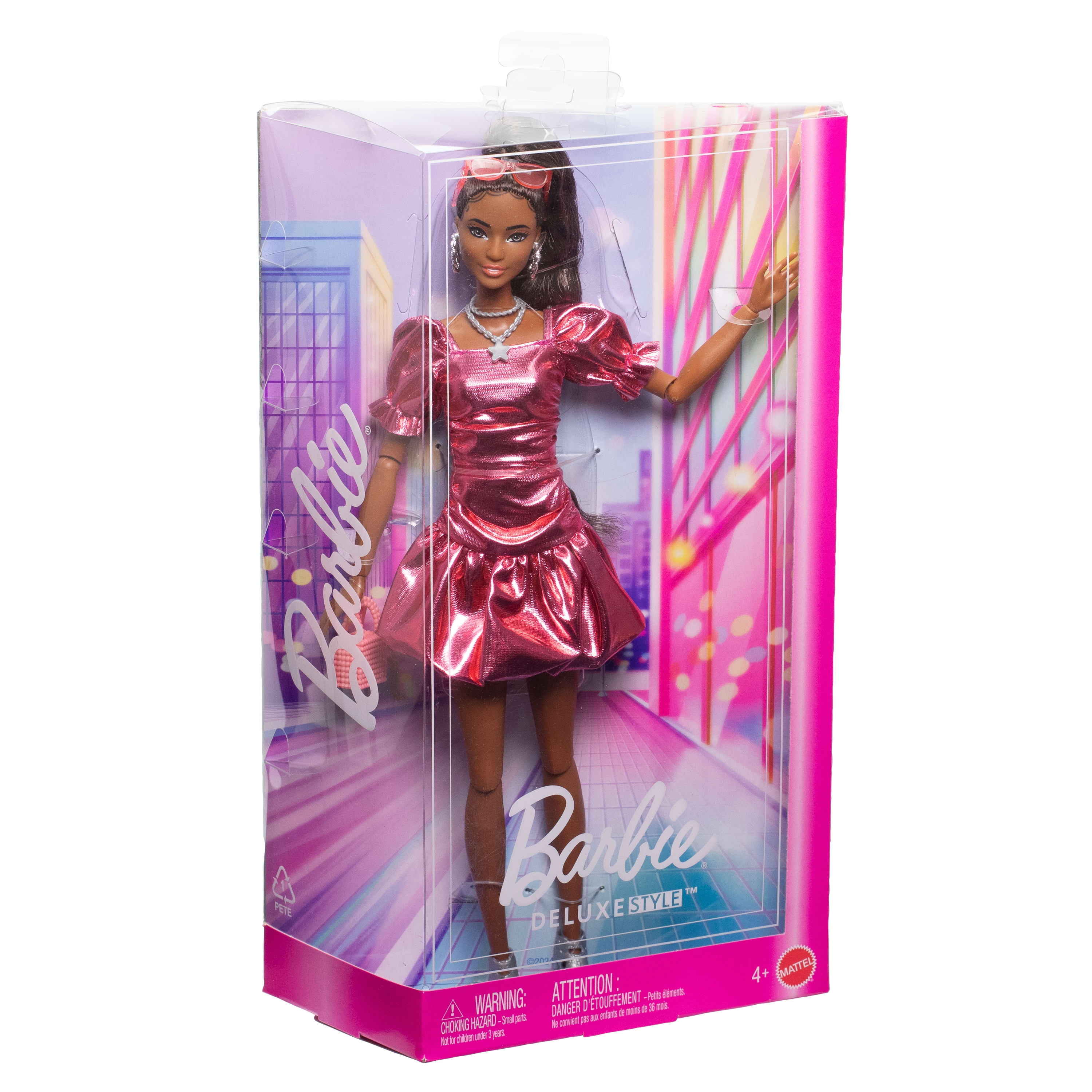 Barbie-Poupée Deluxe Style-avec robe coupe boule corail métallisé