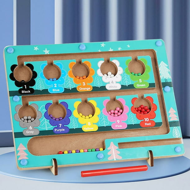 Cuentas Magnéticas para Niños Educación Temprana de Madera para Niños Clasificación, Conteo, Adición Y Descomposición de Colores Magnéticos Cuentas Magnéticas Color Por Número para Niños