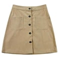 thumbnail image 4 of EDFBUYKRS Female Skirts High Waisted Skirt Long Maxi Womens Corduroy Dress Autumn/Winter High Waist Buckle A Line Short Mini Dress Strap Pocket, 4 of 5
