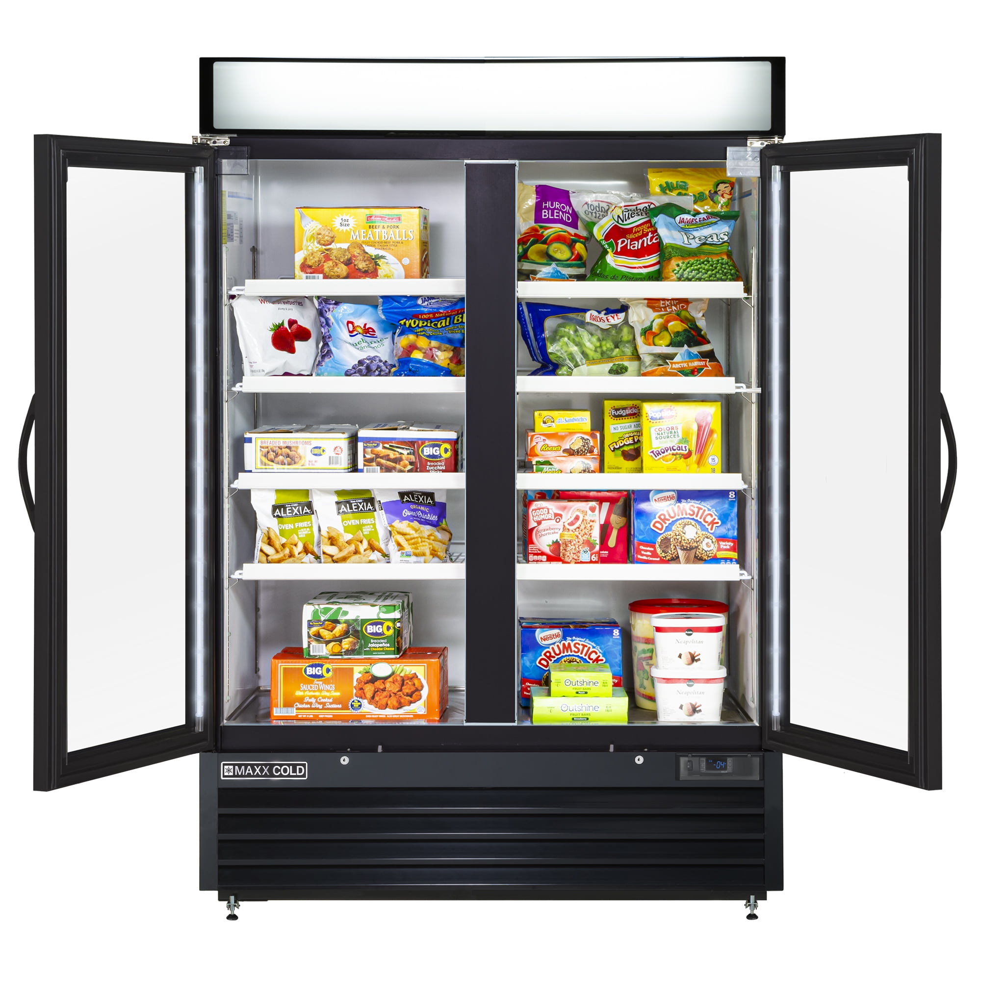 Maxx Cold Double Glass Door Ice Merchandiser Freezer, 54", 48 cu. ft. Capacity, in Black (MXM2-48FBHC)