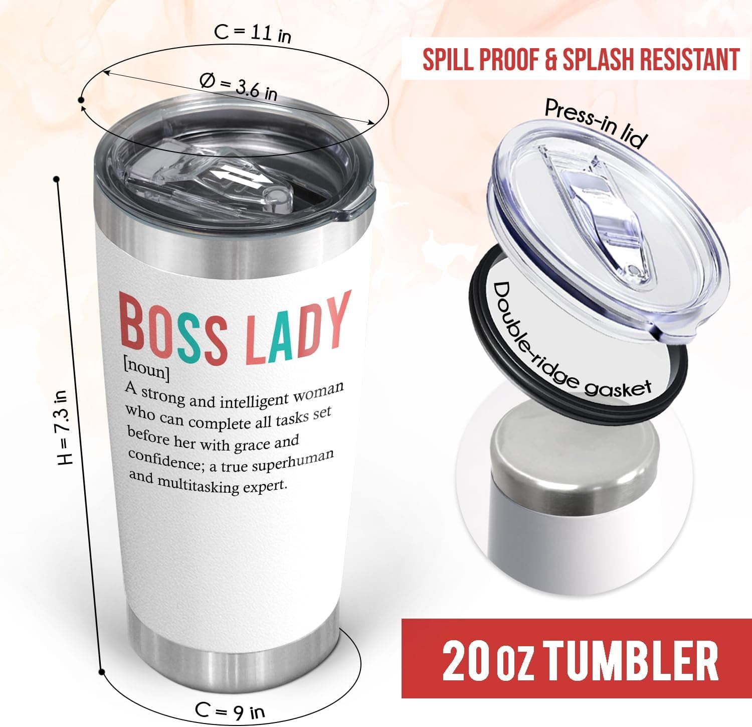 Boss Lady Gifts For Women - Christmas,Birthday Gifts For Boss,Manager,Leader,Boss Gifts For Women,Appreciation Gifts Coworkers,Leader,Manager,Colleagues - 20 Oz Stainless Steel Tumbler