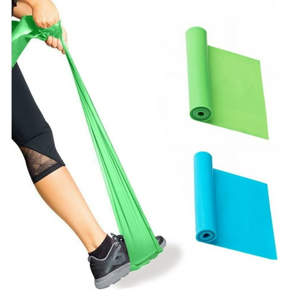 Physical Therapy Bands for Strength Training, Yoga, Pilates: Nonstick Heat-Resistant Blue & Green Extendable Resistance Bands