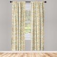 thumbnail image 2 of Ambesonne Floral Curtains, Yellow Flowers Leaves Art, Pair of 28"x95", Orange and Pale Sage Green, 2 of 4