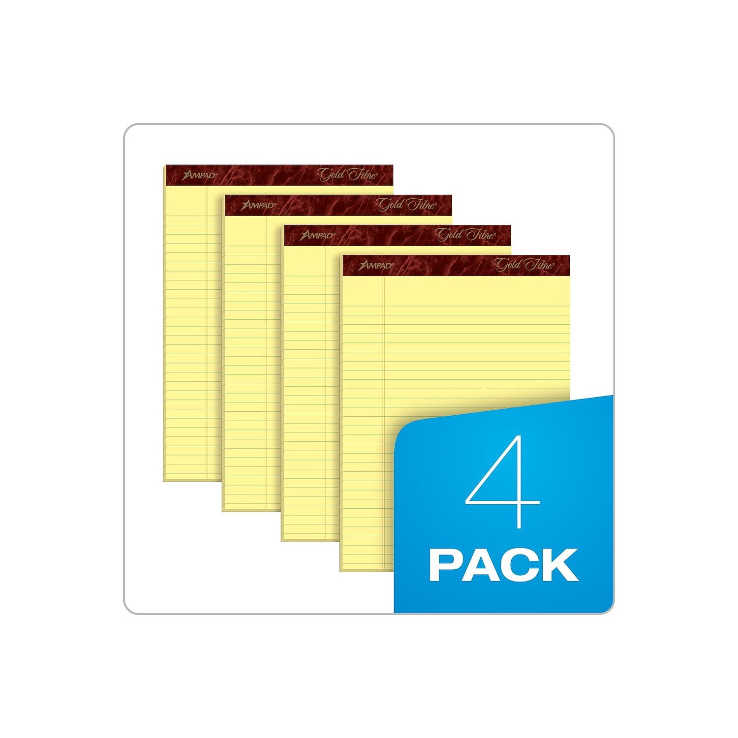 TOPS, TOP20032, Gold Fibre Premium Rule Writing Pads - Letter, 4 / Pack