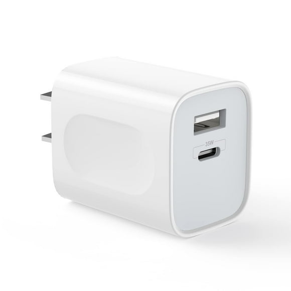 truefree Cargador rápido USB C, Cargador de Pared de Doble Puerto de 35 W, Adaptador de Corriente GA