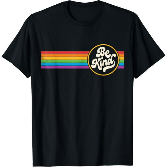 LGBTQ Be Kind Gay Pride LGBT Ally Rainbow Flag Retro Vintage T-Shirt Shirts