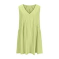 thumbnail image 3 of Annhoo Womens Summer Tank Dress V Neck Pleated Hem Sleeveless A-Line Casual Loose Solid Color Beach Holiday Sundress, 3 of 8