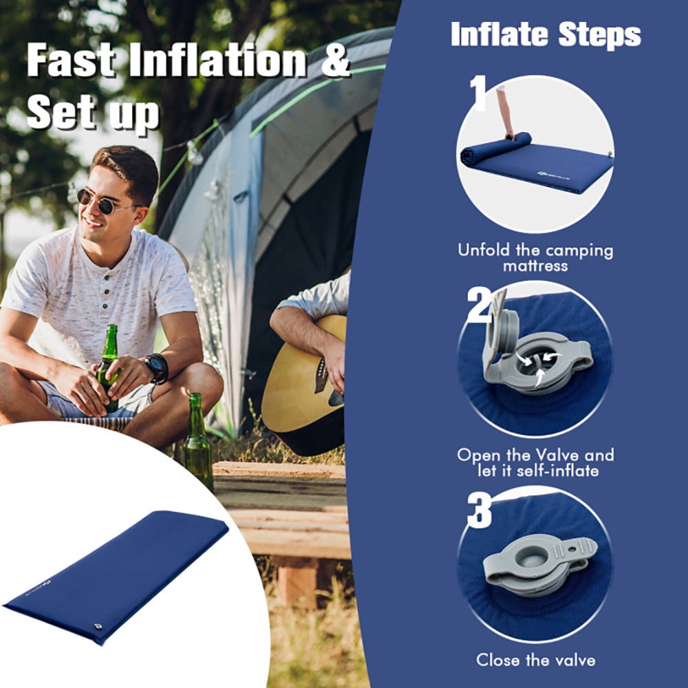 Aimee Lii Self-inflating Lightweight Folding Foam Sleeping Cot with Storage Bag, Outdoor Portable Camping Bed for Sleeping Hiking Travel, Blue Aimee Lii Self-inflating Lightweight Folding Foam Sleeping Cot with Storage Bag, Outdoor Portable Camping Bed for Sleeping Hiking Travel, Blue