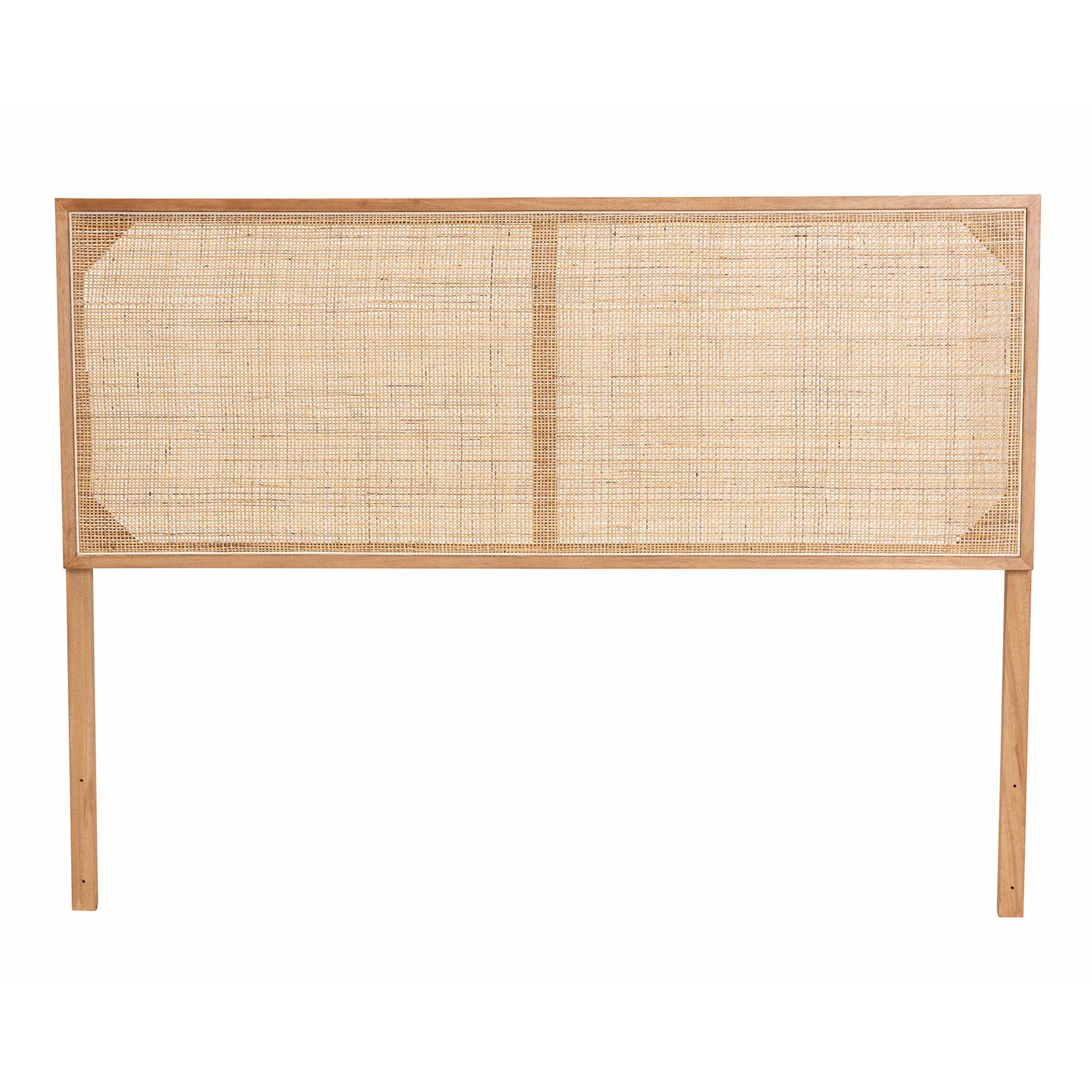 bali & pari Aurelia Rattan and Bayur Wood BOHO Headboard, Queen Size, Natural Brown