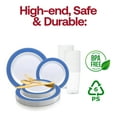 thumbnail image 4 of Smarty White Gold Spiral on Blue Rim Plastic Wedding Value Set (120 Guests), 4 of 6