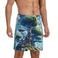 thumbnail image 2 of Rocae Fantasy Treehouse Planet Scene for Men's Soft Sleep Pajama Shorts, Waistband and Pockets-3X-Large, 2 of 6