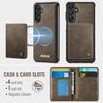 thumbnail image 3 of CaseMe Leather For Samsung Galaxy A16 4G/5G Case【RFID Blocking】 2 In 1 Detachable Leather Wallet Magnetic Flip Cover Multi-Card Slots Case,Coffee,For Galaxy A16 4G/5G, 3 of 9