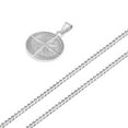thumbnail image 3 of Men's Silver Compass Pendant & Curb Chain Stainless Steel Necklace Set, 3 of 6