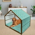 thumbnail image 2 of Bear Pet House, Dancing Funny Animals with Bees Eating Honey in Scandinavian Modern Style, Outdoor & Indoor Portable Dog Kennel with Pillow and Cover, 5 Sizes, Turquoise Tan and Beige, by Ambesonne, 2 of 4