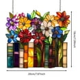 thumbnail image 3 of Book Christmas Ornament Stained Glass Style, Acrylic Book Lover Gift for Teachers Librarians Readers, Suncatcher Window Hanging Decor with Floral Design, 3 of 6