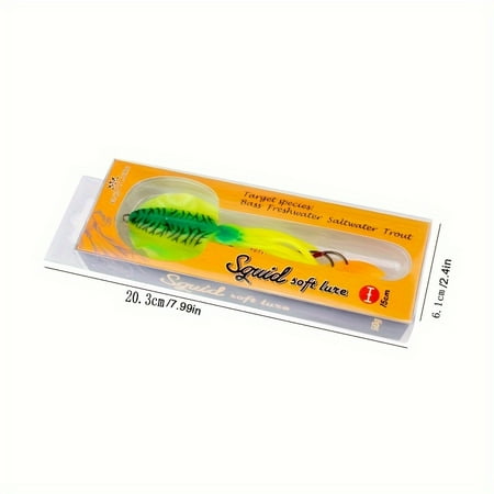 1pc 2.12oz UV Luminous Squid-shaped Bait Simulated Bait With Hook For Sea Fishing Soft Fake Bait For Tuna