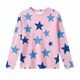 thumbnail image 3 of Girls Long Sleeve Shirt Star Print Crew Neck Casual Loose Fit Pullover Tops for Kids Fall Outfits Casual T-Shirt, 3 of 3
